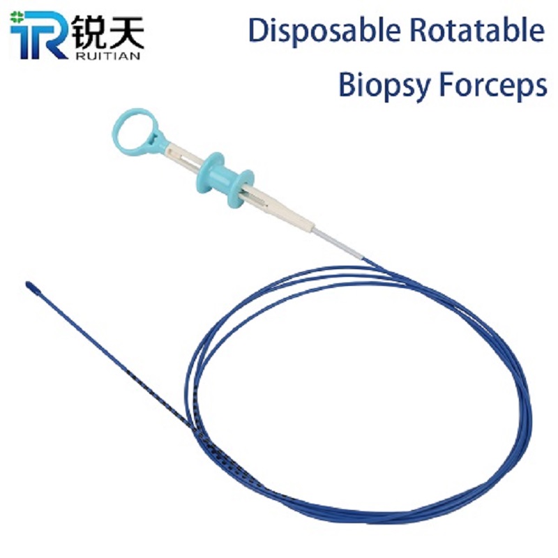 Rotatable disposable biopsy forceps for endoscopic detection of Helicobacter pylori
